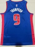 Maillot de Basket #9 Thompson Detroit Pistons Bleu Brodé